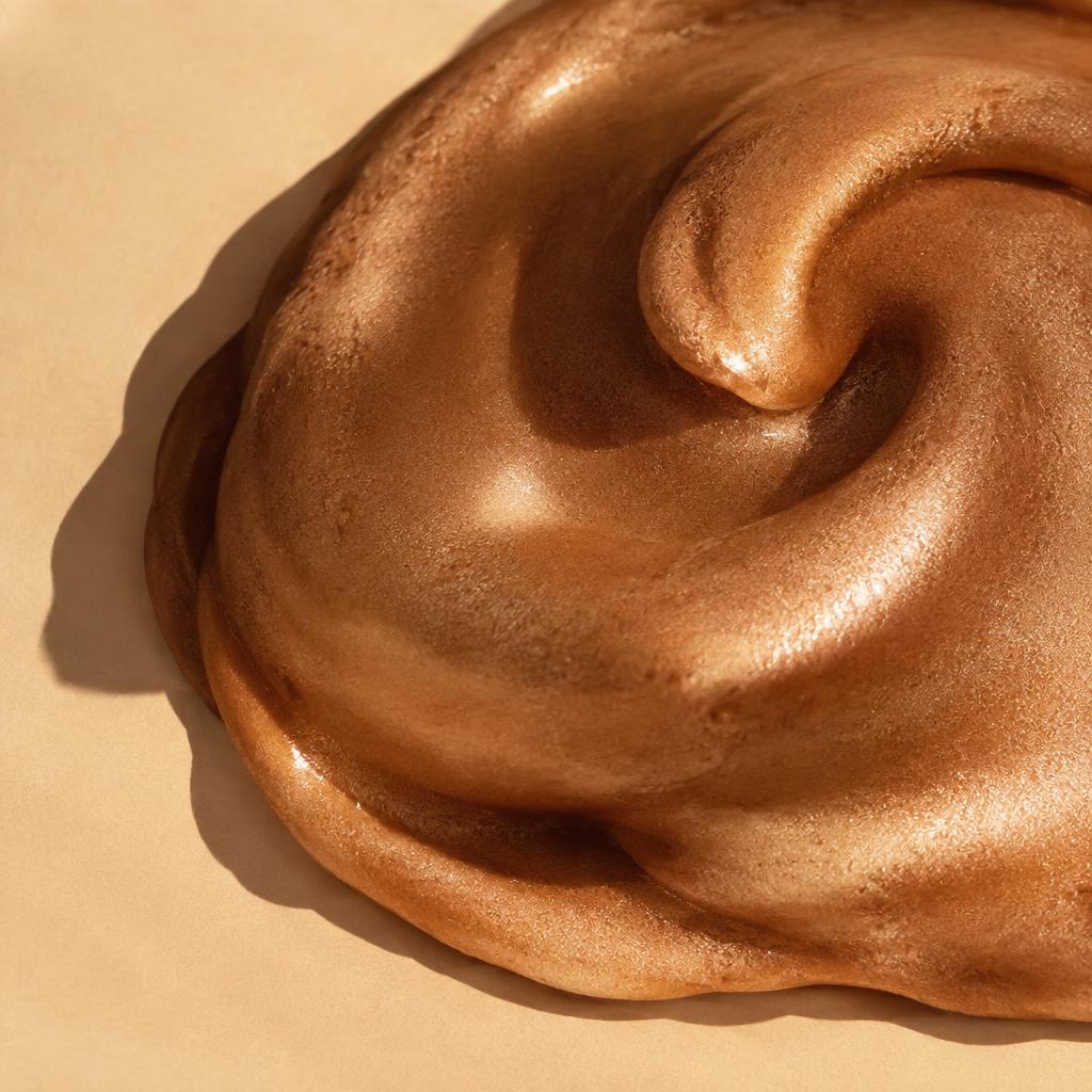 Rich golden tanning mousse texture