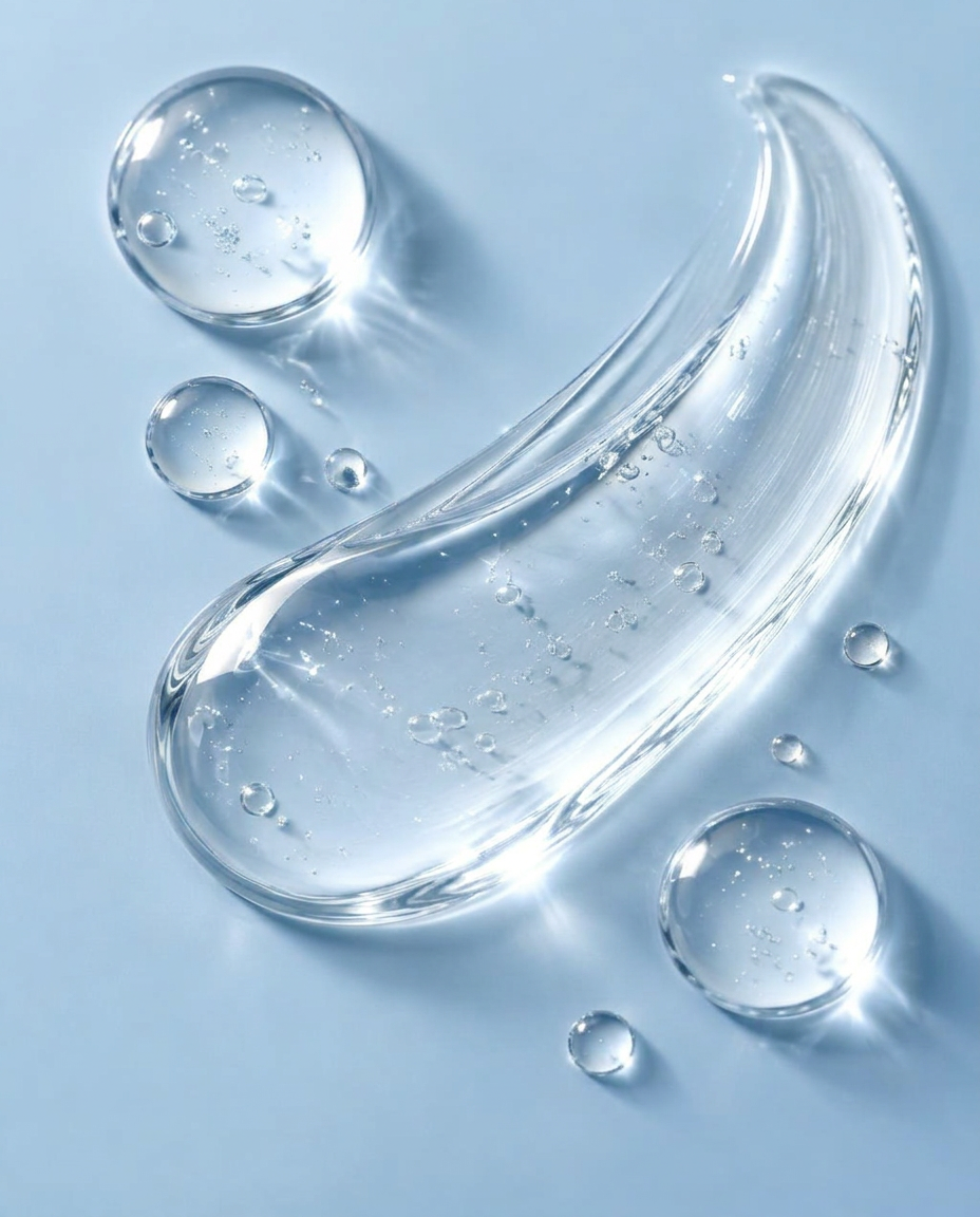 Golden serum droplets with a dewy hydrated sheen